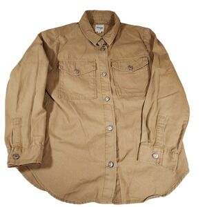 Kensie Jeans Womens M Tan Denim Shacket W/ Pockets Button Down